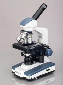 Amscope 40-2500x Led Digital Monocular Compound Microscope 3d Stage 1.3mp Caméra