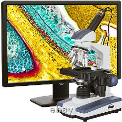 Amscope 40-2500x Led Monoculaire Numérique Microscope 3d Phase 1.3mp Caméra