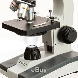 Amscope 40x-1000x Verre Optique Étudiant Microscope Composé + Usb Appareil Photo Numérique