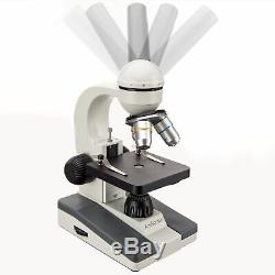 Amscope 40x-1000x Verre Optique Étudiant Microscope Composé + Usb Appareil Photo Numérique