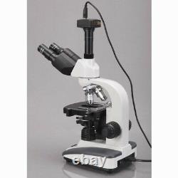 Amscope 40x-2000x Microscope À Led Composé Biologique + Caméra 1.3mp