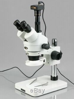 Amscope 7x-45x Zoom Stéréomicroscope + 144 Led + 5mp Appareil Photo Numérique Multi-usage