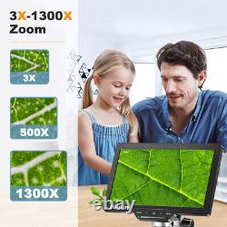 Appareil photo de microscope à pièces de 10,1 pouces et 16 MP avec support amélioré pour enfants et adultes, carte de 32 Go