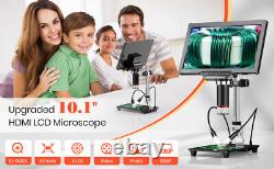 Appareil photo de microscope à pièces de 10,1 pouces et 16 MP avec support amélioré pour enfants et adultes, carte de 32 Go