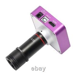 Appareil photo de microscope industriel numérique avec objectif oculaire 0,5X et accessoires violets.