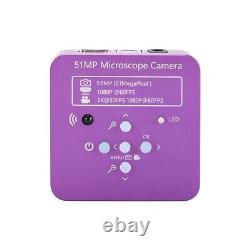 Appareil photo de microscope industriel numérique avec objectif oculaire 0,5X et accessoires violets.