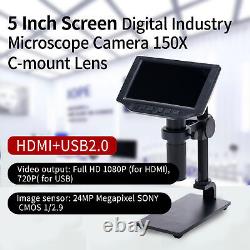 Caméra Numérique De Microscope Usb Hdmi De 5 Pouces 24mp 1080p 60fps 150x C-mount