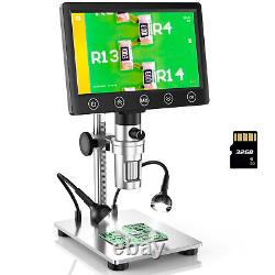 Caméra de microscope numérique LCD 7 1200X Microscope à souder de pièce avec support 32Go
