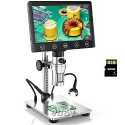 Caméra de microscope numérique LCD 7 1200X Microscope à souder de pièces avec support 32 Go