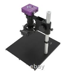 Caméra de microscope vidéo numérique de 51MP avec objectif C Mount de 130X, éclairage annulaire LED et support.