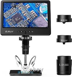 Elikliv 10.1 Microscope numérique 1500X HDMI LCD Microscope 3 Lentilles Pour les pièces de monnaie défectueuses