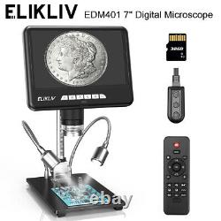 Elikliv EDM401 Microscope Numérique 7 1200X Enregistreur de Caméra Vidéo avec Écran 32G