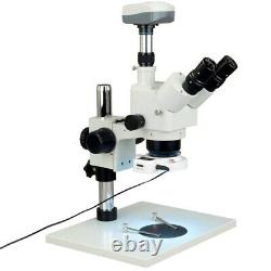 Microscope À Zoom Stéréo Trinoculaire 5-80x Grand Support De Table+5mp Caméra+54 Led Lite