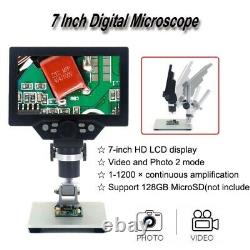 Microscope Numérique 1-1200x Fhd LCD 7 Pouces Vidéo Endoscope Caméra Magnificateur Fn