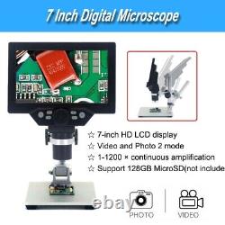 Microscope Numérique 1-1200x LCD 7 Pouces 1080p Amplification De La Caméra Vidéo