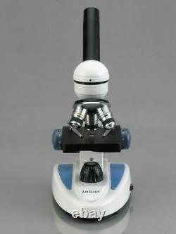 Microscope Scientifique Étudiant Amscope 40x-1000x + Appareil Photo Numérique 5mp Avec Cadre Métallique