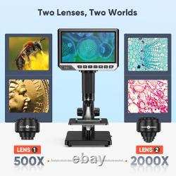 Microscope USB numérique Elikliv avec écran LCD de 7 pouces, 2000X et caméra de microscope industrielle de 12MP