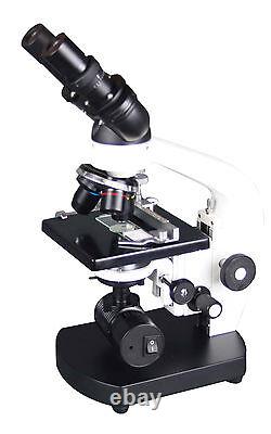 Microscope composé de 2500x de biologie avec caméra USB, huile 100x, étage 3D et kit de lames