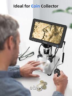 Microscope numérique 7 pouces 1080p, microscope à pièces 1200x de grossissement, caméra vidéo.