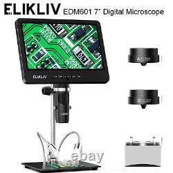 Microscope numérique Elikliv avec écran 7 1500X Loupe de microscope de pièces 3 lentilles