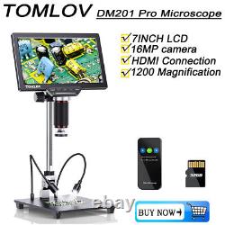 Microscope numérique HDMI TOMLOV 1200X 7 LCD, microscope à souder de pièces de monnaie, 32 Go
