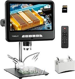 Microscope numérique TOMLOV HDMI 1200x 10 24MP LCD pour soudure de pièces de monnaie 32G