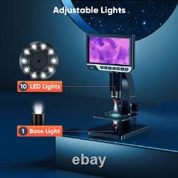 Microscope numérique USB Elikliv avec écran LCD de 7 pouces, grossissement de 2000X et caméra de microscope industriel de 12MP