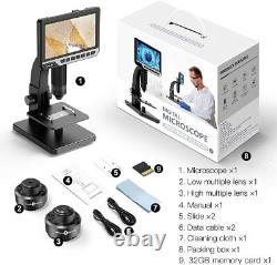 Microscope numérique USB TOMLOV 7'' LCD 2000X avec loupe à pièces et écran PC View