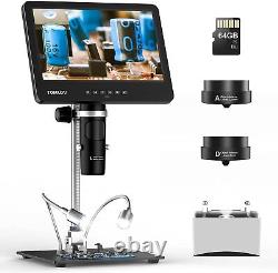 Microscope numérique à écran LCD 7 pouces, microscope à souder avec écran IPS et éclairage.