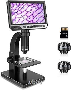 Microscope numérique à écran LCD TOMLOV 7'' 2000X avec loupe de pièce de monnaie et lumière