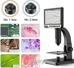 Microscope numérique à écran LCD TOMLOV 7'' 2000X avec loupe de pièce de monnaie et lumière