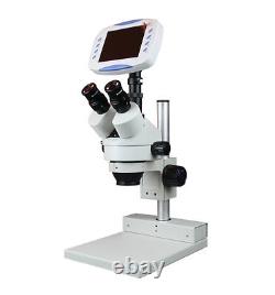Microscope numérique stéréo à zoom 7-90x avec écran LCD 7 pouces, carte SD 2 Go et caméra TV 2 Mp