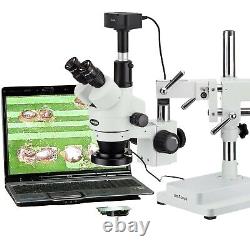 Microscope stéréo à zoom AmScope 3,5-90X + Appareil photo numérique 10MP + Éclairage LED 144