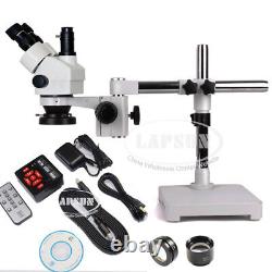 Microscope stéréo zoom trinoculaire Simul-focal 3.5X-90X avec caméra numérique 21MP et support