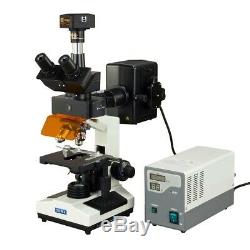 Omax 40x-1600x Trinocular Épifluorescence Lab Microscope Appareil Photo Numérique 10mp