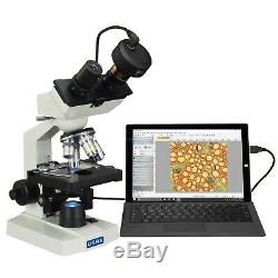 Omax 40x-2500x Binocular Lab Composé Led Microscope Avec 1.3mp Appareil Photo Numérique