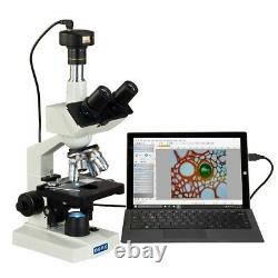 Omax 40x-2500x Digital Led Lab Compound Trinocular Microscope W 1.3mp Caméra Usb