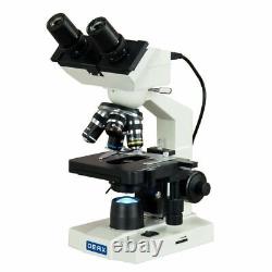 Omax 40x-2500x Microscope À Led Binoculaire +appareil Photo Numérique 1.3mp De Construction + Diapositives