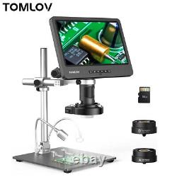 TOMLOV 10.1 Microscope numérique HDMI 2000X LCD pour adultes Microscope à pièces 3 lentilles 64G